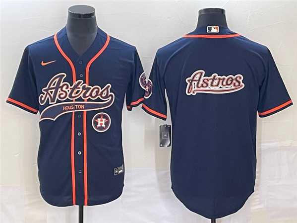 Men's Houston Astros Navy Team Big Logo With Patch Cool Base Stitched Jerseys